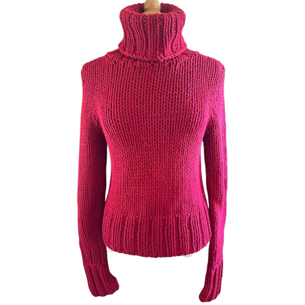 The Limited Handmade Vintage Chunky Red Turtleneck Holiday Sweater Size Large